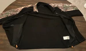 Habit Outdoors Mens Black Fleece Zip Up Realtree Camouflage Sleeve Size Large thumbnail 9
