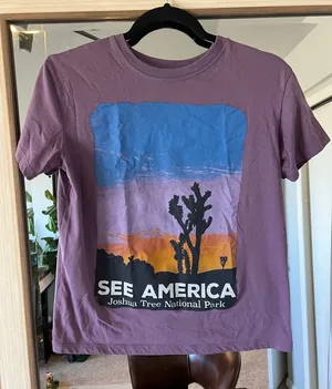 Joshua State Park See America T-shirt Women’s XS Purple 100% Cotton Soft Tee thumbnail 1