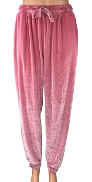 Coolrun Women's Pink Ombre Velour Velvet High Waisted Lounge Sweat Pants Size L thumbnail 1
