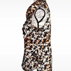 New York Company Sleeveless‎ Ruffle Collar Leopard Print Blouse Women's Medium thumbnail 3