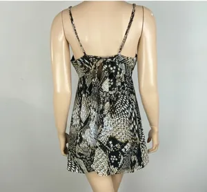 🖤 ZARA Woman Snakeskin Print Mini Dress Tie Back Adjustable Straps Sz XS🖤 thumbnail 8