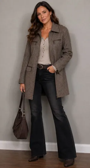 Brown Wool Blend Zip‎ Jacket Coat Women's Size 8 EU 38 Tailored thumbnail 1