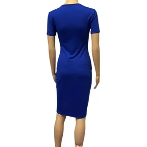 Source Unknown Royal Blue Short Sleeve Midi Bodycon Shirt Dress Womens Small thumbnail 2