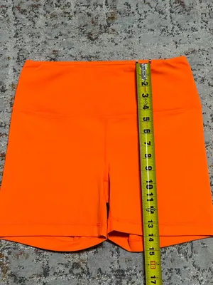 Yogalicious High-Waisted Neon Orange Biker Shorts size Medium thumbnail 5