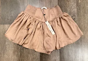 NWT Mustard Seed Tan Smocked-Waist Silky Skort thumbnail 1