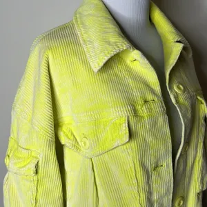 Free People Neon Yellow Cropped Oversized Corduroy Part Time Love Jacket thumbnail 7