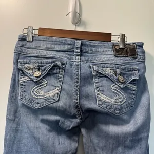 Silver‎ Jeans Dawson Low Rise Bootcut Jean Flap Pocket Embroidered 29x32 thumbnail 4