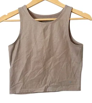 Tavi Women’s Light Brown Tan Shimmer Cropped Athletic Tank Top Size Small‎ thumbnail 1