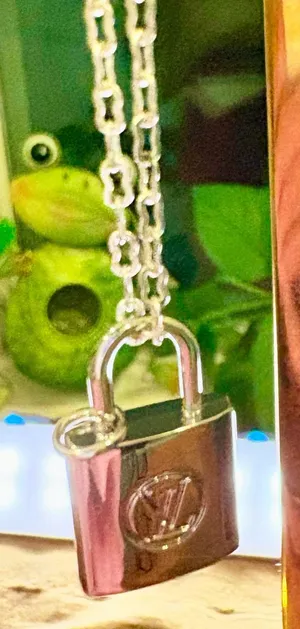 gold charm. Gold chain included. (Chain is unknown brand)Measurements a tad of 1cm L and W. So classy! Wear it as a necklace, a bracelet, purse or wallet charm, etc. thumbnail 2