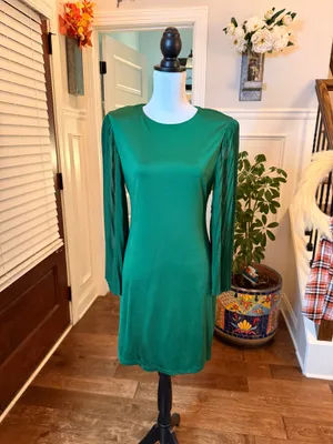 Alice + Olivia NWT Zaya Pleated Butterfly Long Sleeve Stretch Mini Dress thumbnail 6