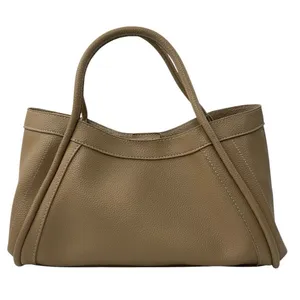 Tan Vegan Faux Leather Pebbled With Pouch Crossbody Strap Tote Handbag OS thumbnail 1
