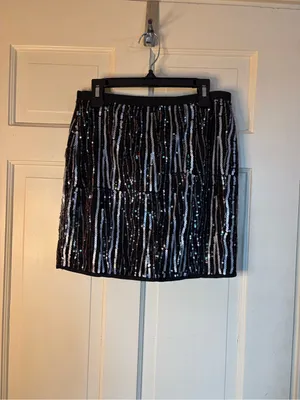 Women’s Black/Silver Sequin Mini Skirt Party Cocktail Sparkly-Size Small New thumbnail 7