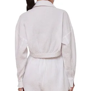 NWT Avec Les Filles Surplice Crop Shirt Small thumbnail 2
