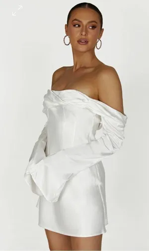 Giselle Off Shoulder Satin Mini Dress thumbnail 3