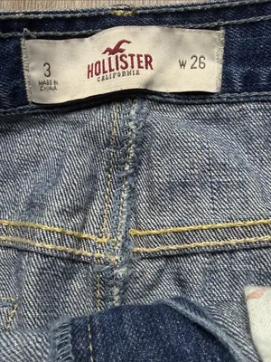Hollister Frayed Dark Blue Distressed Denim Mini Skirt Size 3 (waist 26) thumbnail 5