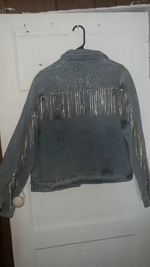 Savanna Jane denim jacket with rhinestone fringe thumbnail 3