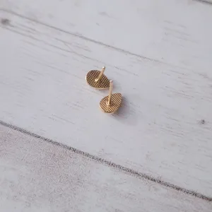 Vintage Stud Earrings Gold Tone & Clear Gem Teardrop Small & Dainty thumbnail 4