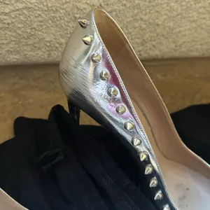 Barbara Bui Paris Spiked Studded Silver Stilletto Heels Size 7 thumbnail 2