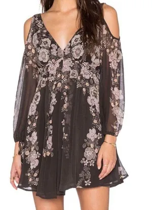 Free People large Penny Lover Mini Dress in Raven Combo L thumbnail 1