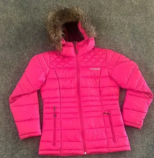 Columbia Women Fuchsia Puffer Jacket with Faux Fur Hood Size S thumbnail 1