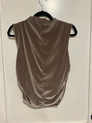 A New Day Sleeveless Velvet Mock Neck Top in Taupe size medium thumbnail 2