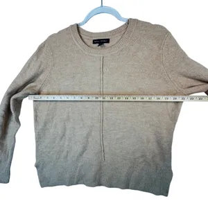 Banana Republic womens L beige crewneck sweater merino wool neutral‎ pullover thumbnail 5