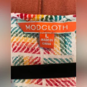 ModCloth Geometric Print Blouse L Retro Boho Teacher Artsy thumbnail 7