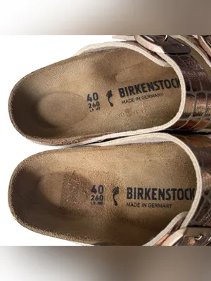 Birkenstock Arizona Gator Gleam Metallic Copper Sandals Ladies 9/40 thumbnail 2