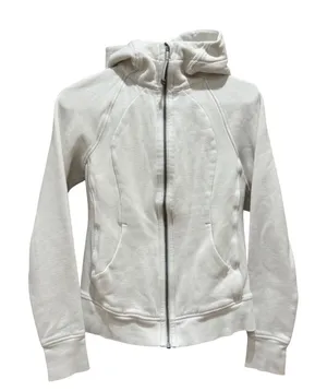 Lululemon Scuba Full‎ Zip Hoodie Women's 6 White Thumbholes Fleece Athletic Read thumbnail 1