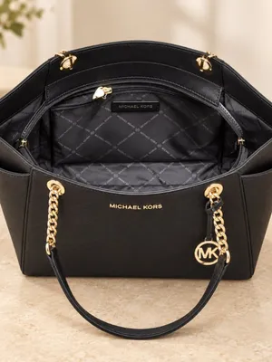 Michael Kors Black Saffiano Leather Chain Shoulder Tote Bag NWT thumbnail 5