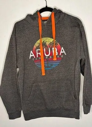 Aruba Caribbean Long Sleeve Gray Hoodie L13 51225 thumbnail 1