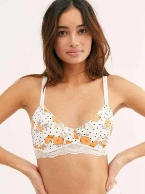 NWT Free People Mari Orange Slice Fruit Printed Bralette Ivory Combo, XS thumbnail 1