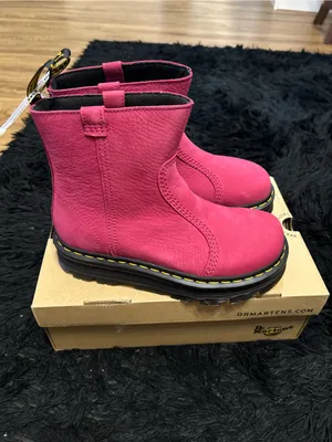 DR MARTENS Zebzag Rigger fuchsia leather boots booties shoes women’s 8 new thumbnail 7