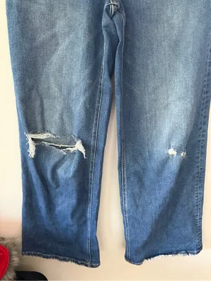 Flying Monkey Mid-Blue Distressed Wide Leg Jeans thumbnail 2