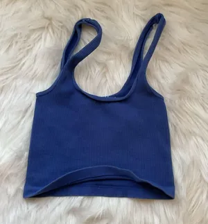 Free People Happiness Runs Square Neck Crop Tank in Blue thumbnail 3