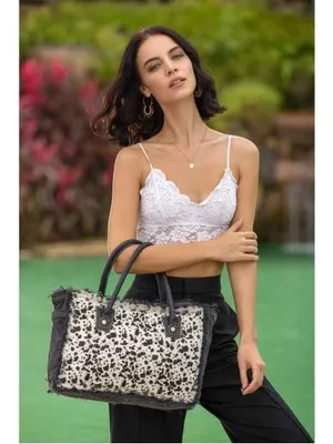 $80 NWT Myra Silver Surfer Bag hair on hide cow western bag thumbnail 2