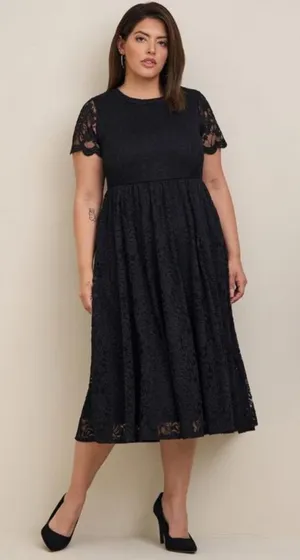 TORRID Midi Lace Fit And Flare Dress color black SIZE 5X PLUS NWT thumbnail 1