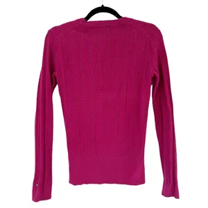 Tommy Hilfiger Purple Fitted V Neck Cable Knit Sweater Women’s Size Small thumbnail 2