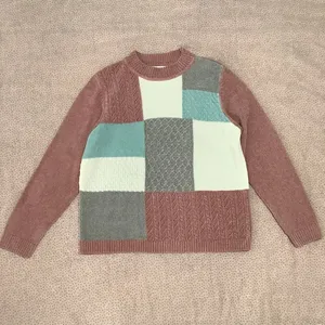 Vintage Retro Preppy Academic‎ Color Block Pink Soft Comfy Cozy Casual Sweater M thumbnail 2