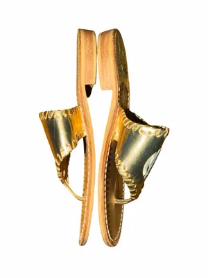 Jack Rogers Monogram Metallic Thong Sandals - Gold Size 7 M thumbnail 3