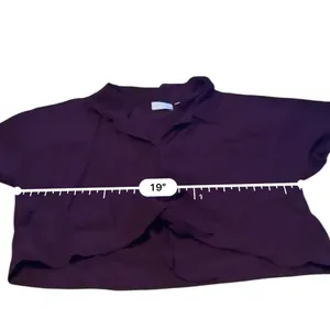 Wilfred Free Aritzia Tie Front Crop Top Large Burgundy Purple Short Sleeve Rayon thumbnail 5