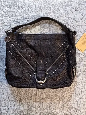 ♨️NWT Patricia Nash Lancaster Tooled Leather Studded Western Buckle Tote Bag❤️ thumbnail 15