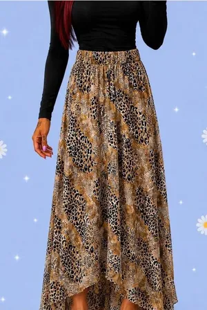 Vintage Y2K Leopard Print Boho Fairycore Indie Sleaze Midi Skirt Size Small 🤎 thumbnail 1