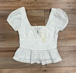 HOLLISTER NWT Ruffled White Babydoll Top | Size Small thumbnail 1