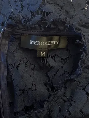 MEROKEETY Navy Blue Sleeveless Lace Floral Cocktail Dress Size M thumbnail 5