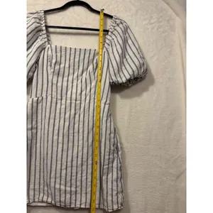 Abercrombie &‎ Fitch Linen Blend Stripe Puff Sleeve Mini Dress Womens Small Blue thumbnail 4