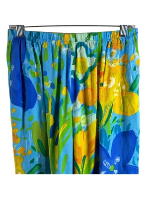 Jams World Hawaii Tropical Floral Wide Leg Cropped Pants Rayon Size M/L thumbnail 4