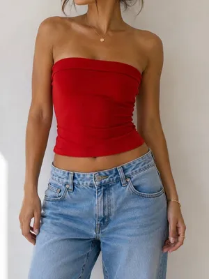 Suuksess Red Strapless Tube Top Size S Stretch Y2K Going Out Basic thumbnail 1