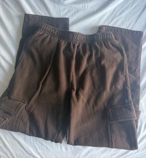 brown garage wide leg cargo sweatpants thumbnail 1