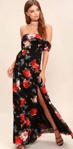 Lulu's Off the Shoulder Floral Maxi Dress thumbnail 1